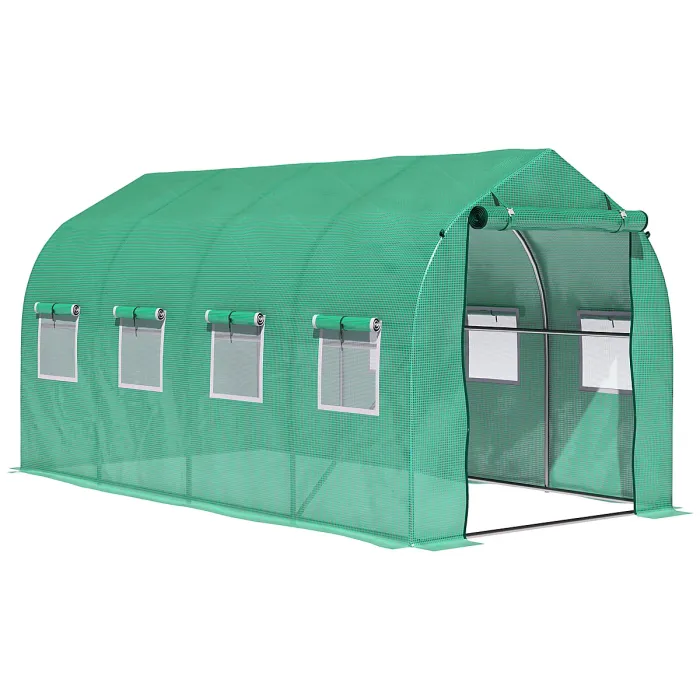 Outsunny 4 x 2 M Walk in Polytunnel Greenhouse Galvanised Steel w/ Zipped Door
