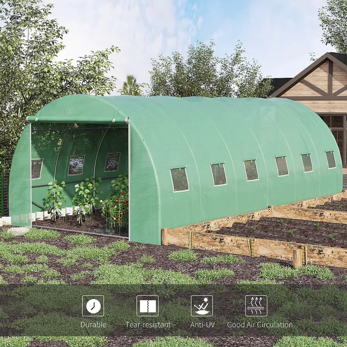 Outsunny Greenhouse Polytunnel Walk-in Flower Plant Steel 6 x 3 M Outdoor