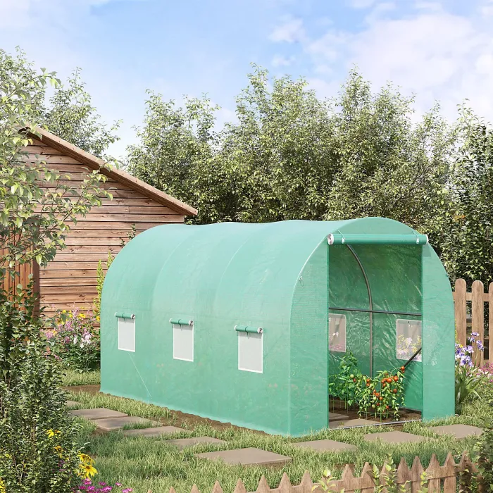 Outsunny Greenhouse Polytunnel Walk-in Flower Plant Steel 4 x 2 M Outdoor