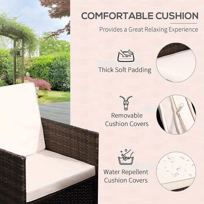 Outsunny 11PC Garden Rattan Dining Set Cushion Patio Table Chair Conservatory