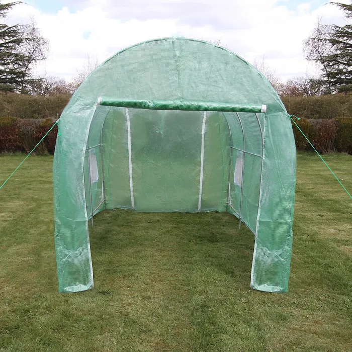 Polytunnel Greenhouse Walk In Galvanised Windows Doors Growhouse PE Cover Diameter 4 x 2m