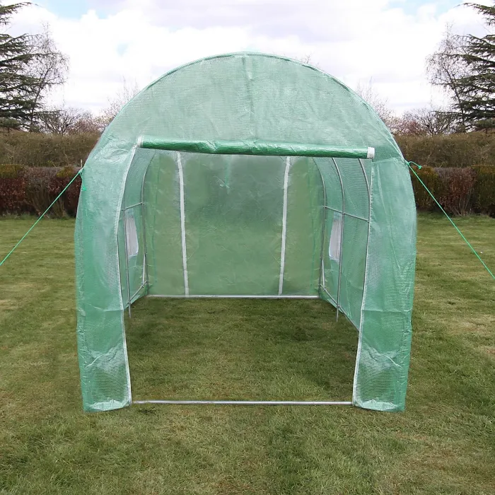 Polytunnel Greenhouse Walk In Galvanised Windows Doors Growhouse PE Cover Diameter 3 x 2m