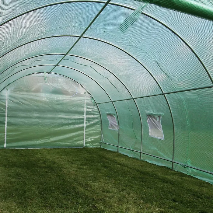 Polytunnel Greenhouse Walk In Galvanised Windows Doors Growhouse PE Cover Diameter 6 x 3m