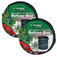 2 x Kingfisher Spring Pop Up Garden Tidy Leaf Waste Grass Cuttings Bag Bucket