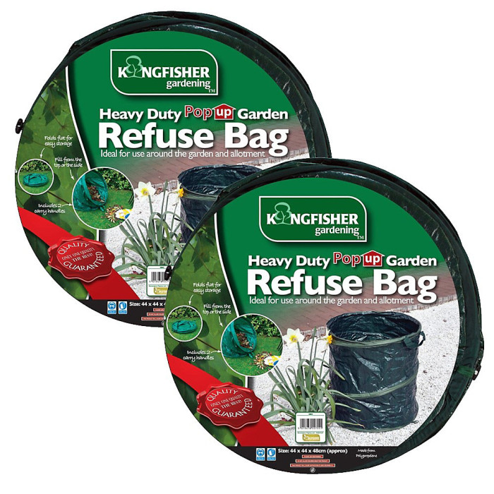 2 x Kingfisher Spring Pop Up Garden Tidy Leaf Waste Grass Cuttings Bag Bucket