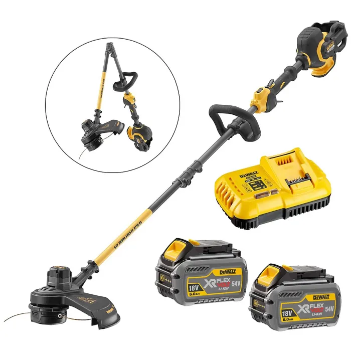 Dewalt DCM5713T2 54v XR Flexvolt Cordless Grass Trimmer Cutter Split Shaft 2x6ah