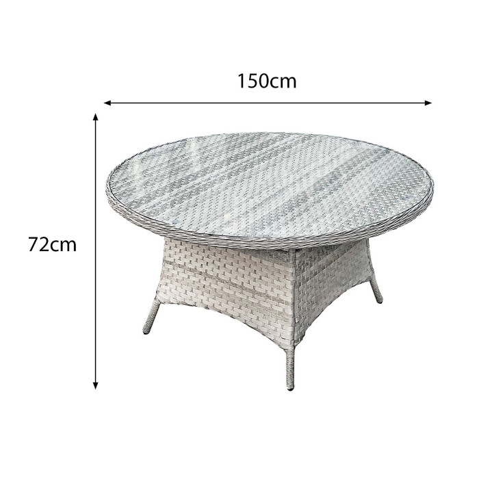 Knightsbridge XL Rattan 6 Seat Dining Set in Dove Grey with Aluminium Frame