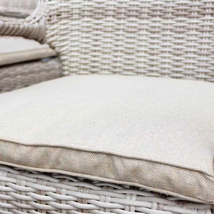 Palmera Rattan Stacking 4 Seat Dining Set in Sandy White with 2.7m LED Parasol and Base