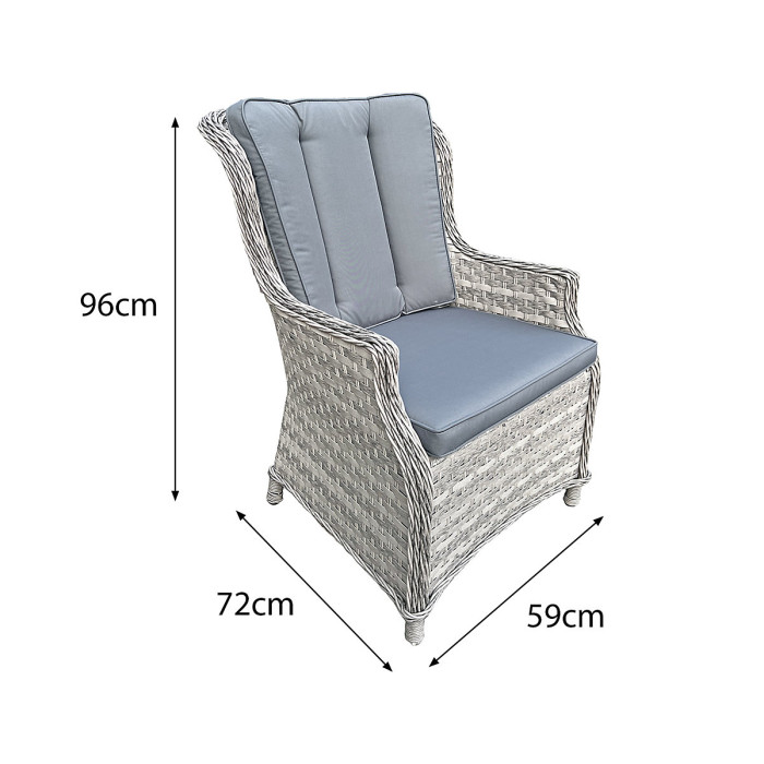 Knightsbridge XL Rattan 6 Seat Dining Set with 135cm Table in Dove Grey