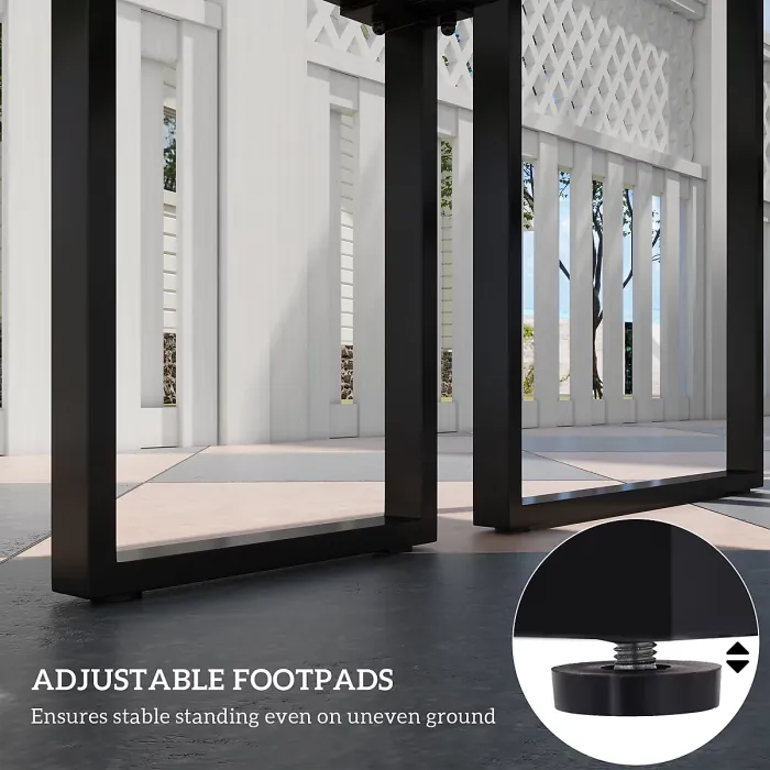 Outsunny 3 Pieces Outdoor Dining Set Metal Picnic Table Bench Patio Garden