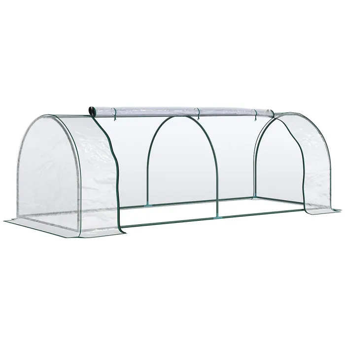 Outsunny Tunnel Greenhouse Grow House Steel Frame PVC Transparent 250x100x80 cm