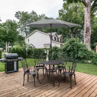 Outsunny 5 PCs Garden Dining Set, Garden Furniture Set, Brown