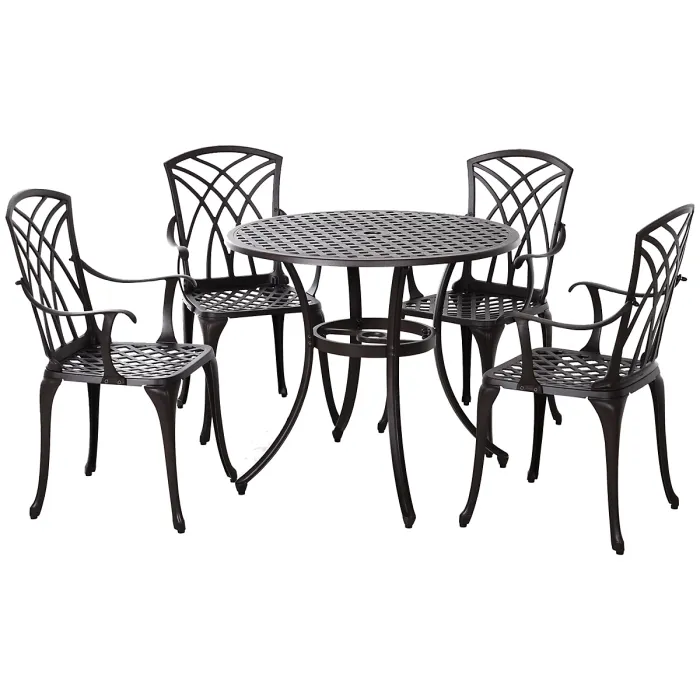 Outsunny 5 PCs Garden Dining Set, Garden Furniture Set, Brown