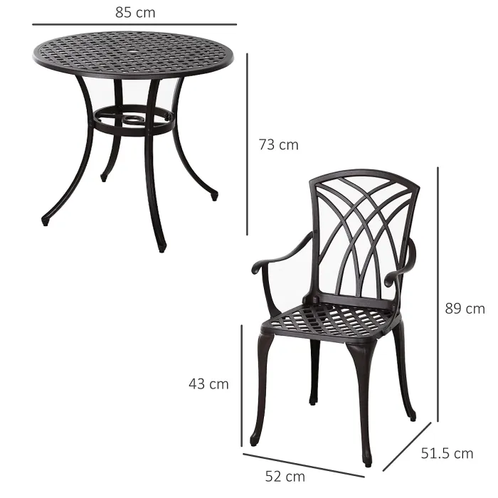 Outsunny 5 PCs Garden Dining Set, Garden Furniture Set, Brown