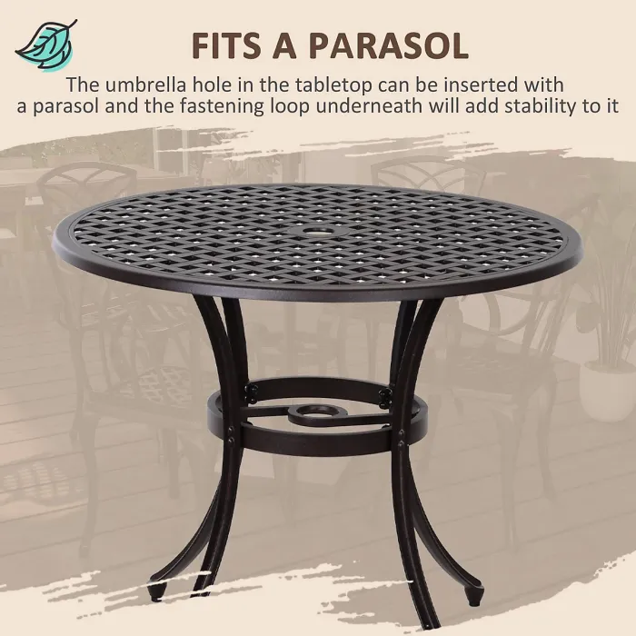 Outsunny 5 PCs Garden Dining Set, Garden Furniture Set, Brown