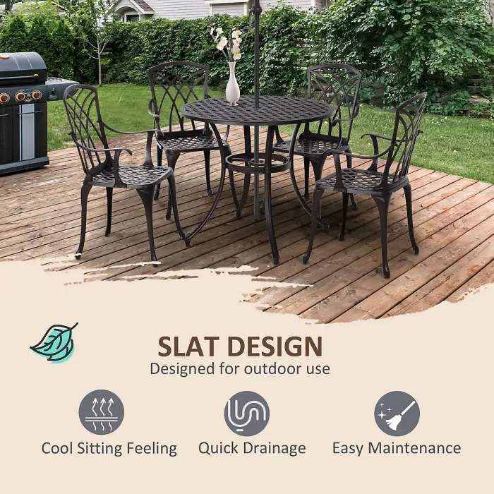 Outsunny 5 PCs Garden Dining Set, Garden Furniture Set, Brown