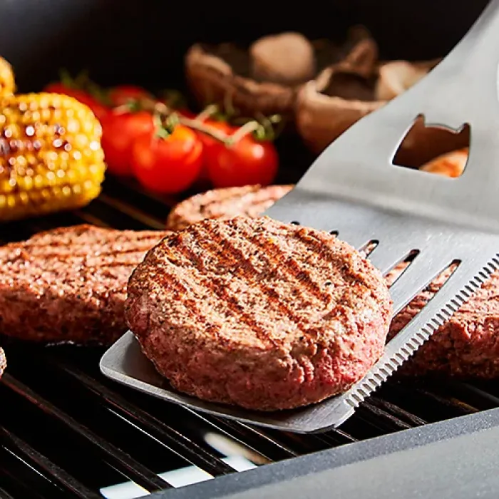 4 Piece BBQ Tools Set with Stainless Silver Handles