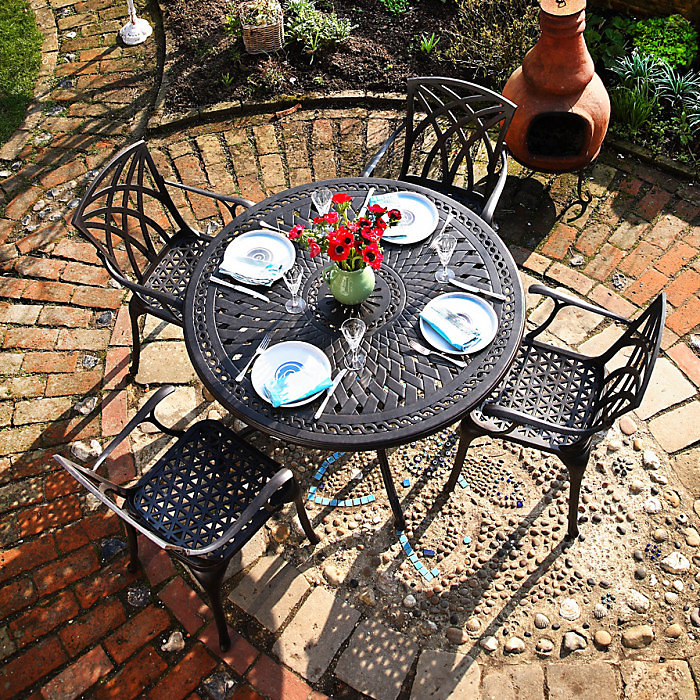 Lazy Susan Alice Antique Bronze 4 Seater Metal Garden Furniture set