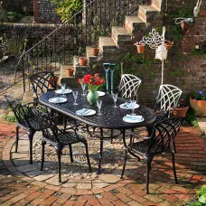 Lazy Susan Catherine Antique Bronze 6 Seater Metal Garden Furniture set