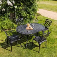 Lazy Susan June Antique Bronze 4 Seater Metal Garden Furniture set