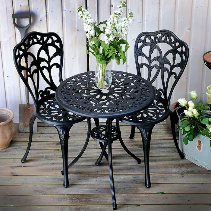 Lazy Susan Tulip Antique Bronze metal garden bistro set