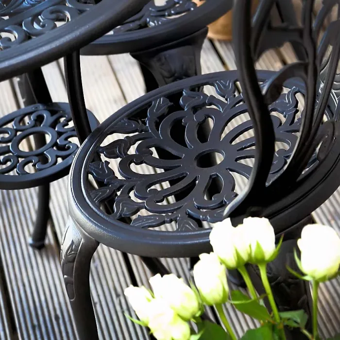 Lazy Susan Tulip Antique Bronze metal garden bistro set