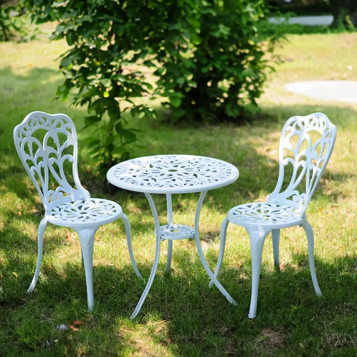 Lazy Susan Tulip White metal garden bistro set