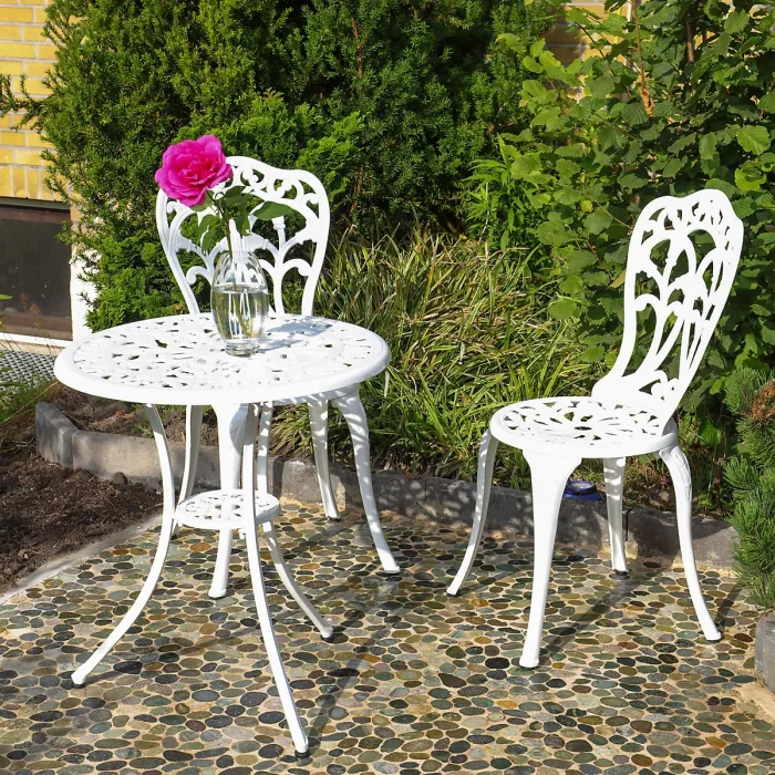 Lazy Susan Tulip White metal garden bistro set