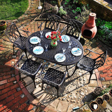 Lazy Susan June Antique Bronze 6 Seater Metal Garden Furniture Set