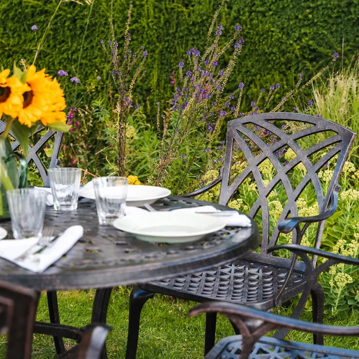 Lazy Susan June Antique Bronze 6 Seater Metal Garden Furniture Set