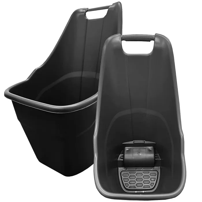 1 x Black Plastic Rolling Kart Caddy With Wheels Multi Purpose Wheelbarrow For Gardens