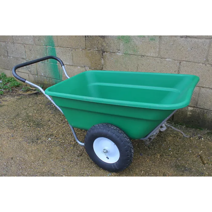 Bristol Tool Company 200L Wheelbarrow, Extra Deep Capacity, Hard-wearing Plastic Tray with Handlebar, Green