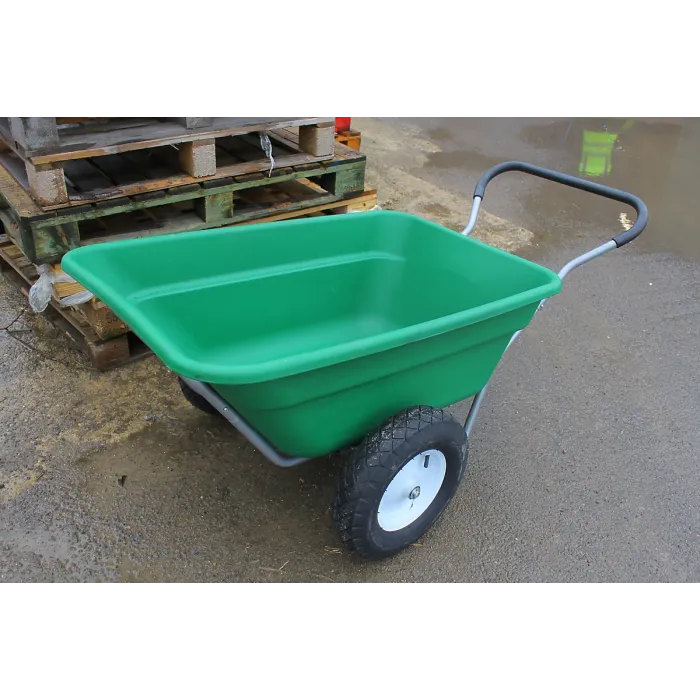 Bristol Tool Company 200L Wheelbarrow, Extra Deep Capacity, Hard-wearing Plastic Tray with Handlebar, Green
