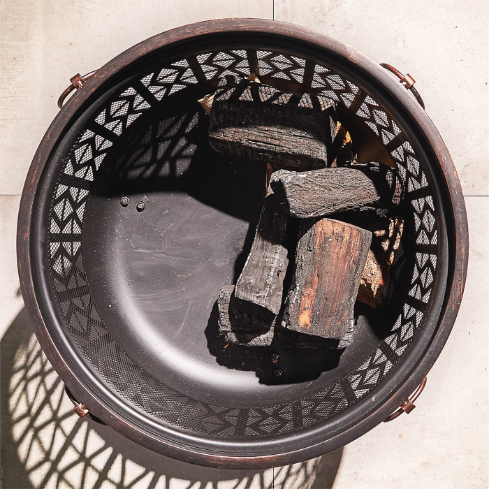 VonHaus Fire Pit, Firepit for Outdoor, Garden, Patio, Portable Lightweight Geometric Design, Use Wood or Charcoal to Fuel