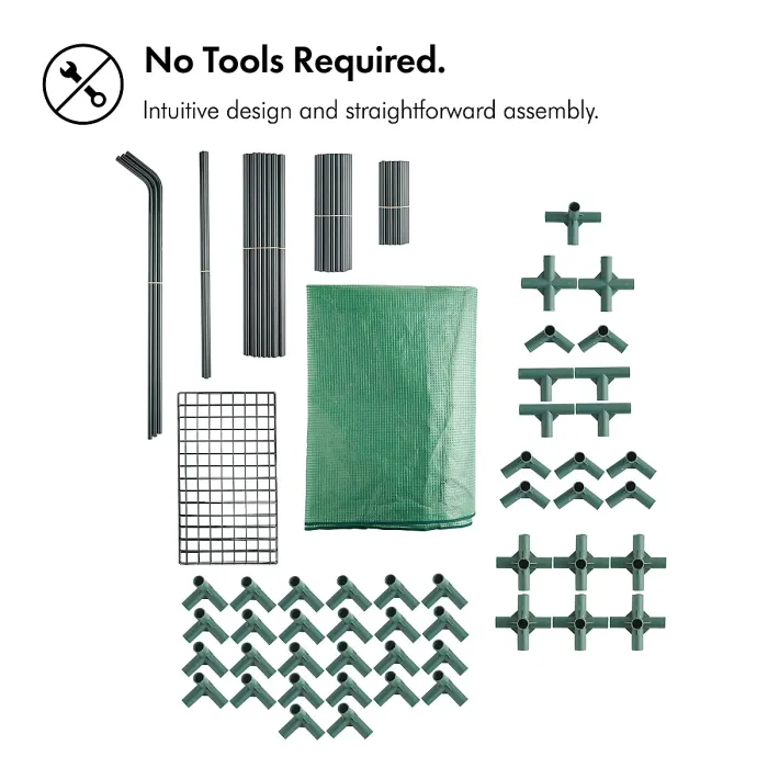 VonHaus Walk In Greenhouse w/ 8 Shelves & Weatherproof Plastic Cover, Plant House/Grow House, Roll Up Zip Door, No Tool Assembly