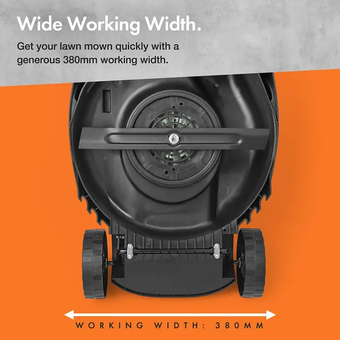 VonHaus Electric Lawnmower 1600W, Corded, 42L Collection Box, 5 Cutting Heights, 38cm Cutting Width, 10m Power Cord