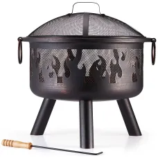 VonHaus Fire Pit, Firepit for Outdoor, Garden, Patio, Portable Lightweight Flame Design, Use Wood or Charcoal to Fuel