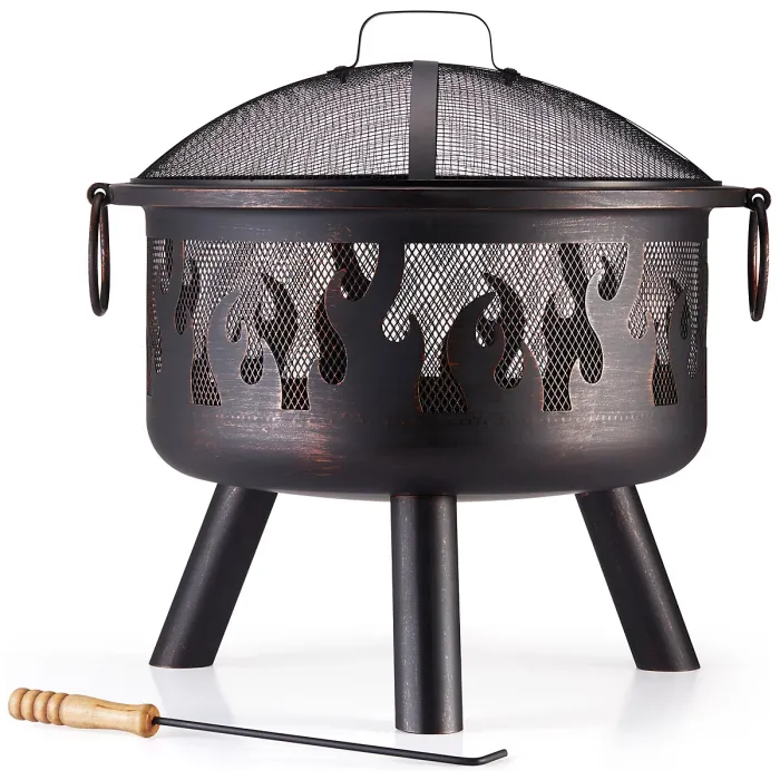 VonHaus Fire Pit, Firepit for Outdoor, Garden, Patio, Portable Lightweight Flame Design, Use Wood or Charcoal to Fuel