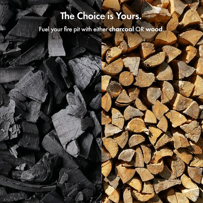 VonHaus Fire Pit, Firepit for Outdoor, Garden, Patio, Portable Lightweight Flame Design, Use Wood or Charcoal to Fuel