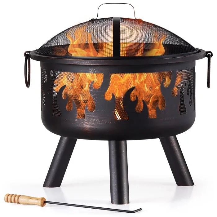VonHaus Fire Pit, Firepit for Outdoor, Garden, Patio, Portable Lightweight Flame Design, Use Wood or Charcoal to Fuel