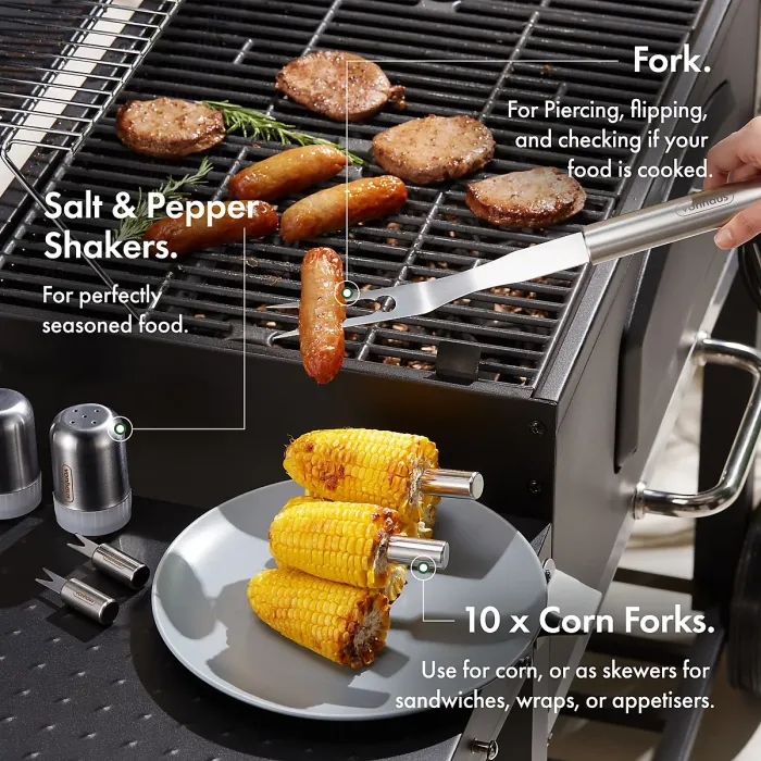 VonHaus BBQ Tool Set with Case, 30Pc BBQ Accessories Kit w/ Spatula, Tongs, Barbecue Grill Mat & More, Outdoor Cooking Utensils