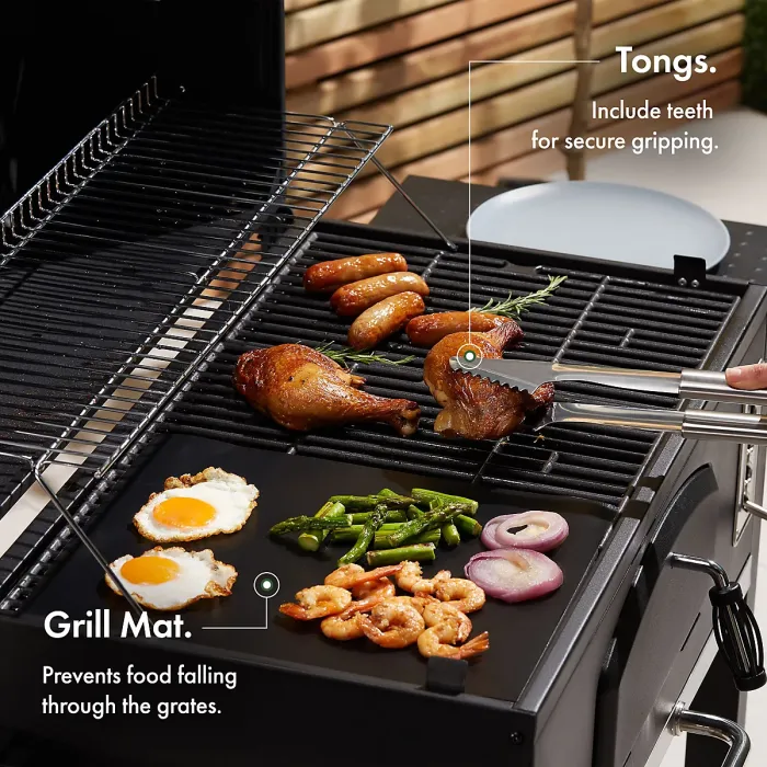 VonHaus BBQ Tool Set with Case, 30Pc BBQ Accessories Kit w/ Spatula, Tongs, Barbecue Grill Mat & More, Outdoor Cooking Utensils