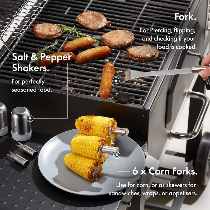 VonHaus BBQ Tool Set with Case, 20Pc BBQ Accessories Kit w/ Spatula, Tongs, Barbecue Grill Mat & More, Outdoor Cooking Utensils