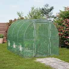 VonHaus Polytunnel Greenhouse 3x2m, Heavy Duty Weatherproof Green House w/ 6 Windows, Galvanised Steel Frame and Hinged Door 6m²