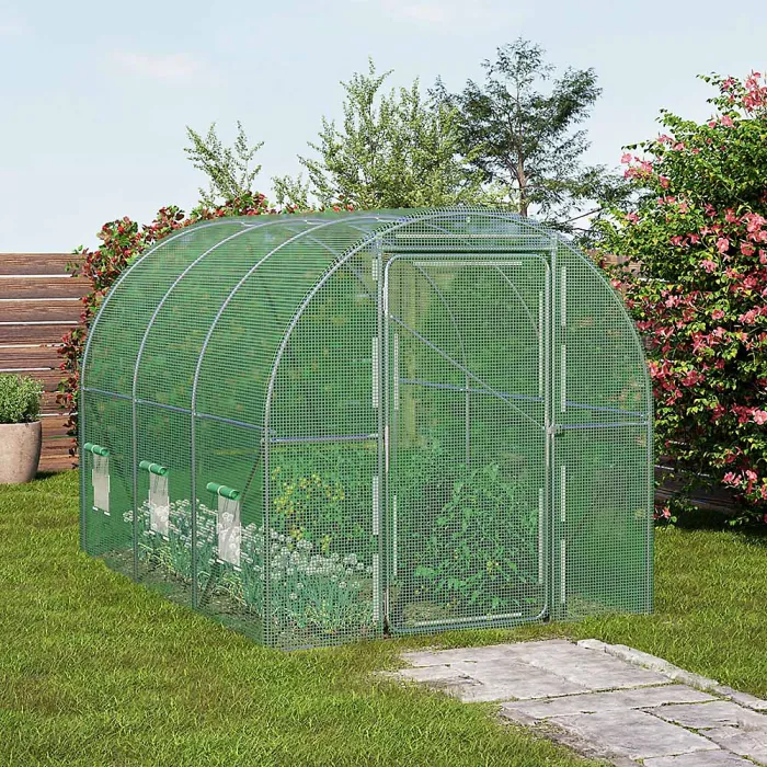 VonHaus Polytunnel Greenhouse 3x2m, Heavy Duty Weatherproof Green House w/ 6 Windows, Galvanised Steel Frame and Hinged Door 6m²