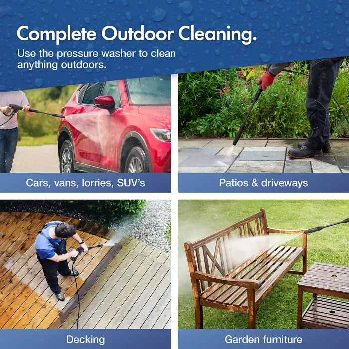 VonHaus Pressure Washer 1600W, Portable Power Washer for Patio, Car, Fences, Jet Wash w/ Accessories, 130 Bar Max Water Pressure