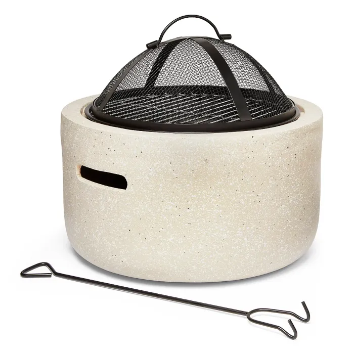 VonHaus Fire Pit, 2 in 1 Firepit with BBQ Cooking Grill for Outdoor, Garden, Patio, MgO Material, Use Wood or Charcoal to Fuel