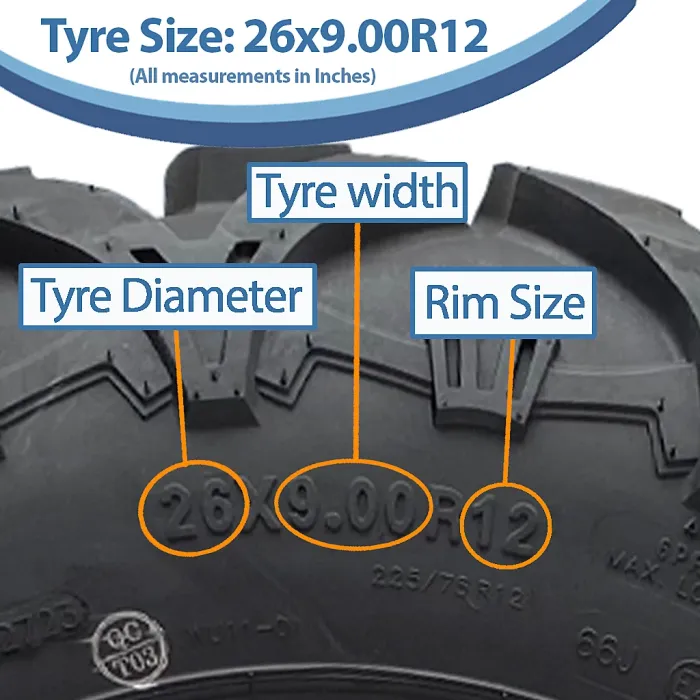 26x9.00R12 (225/75R12) 6ply ATV Tyres OBOR Cornelius 66J Road Legal (Set of 2)