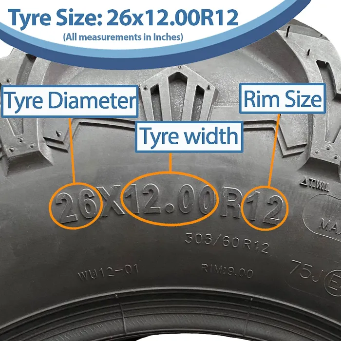 26x12.00R12 & 26x9.00R12 ATV Tyres 6ply OBOR Cornelius Road Legal (Set of 2 & 2)
