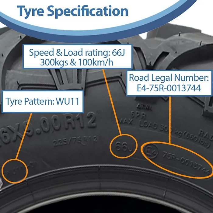 26x12.00R12 & 26x9.00R12 ATV Tyres 6ply OBOR Cornelius Road Legal (Set of 2 & 2)
